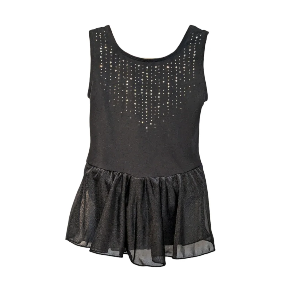 Cat and Jack size 6/6x dance leotard in black with rhinestones and skirt